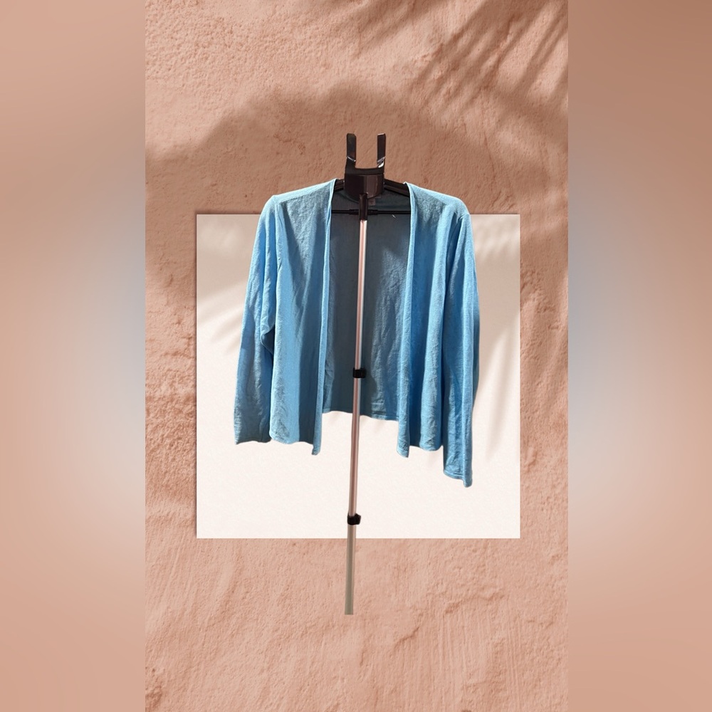 Like New J Jill Blue Women's Lightweight Linen Blend Cardigan